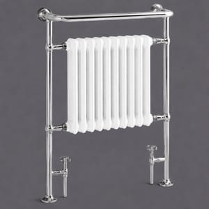 Luxury Stainless Steel Floor Mounted Heated Towel Rail in Chrome Plated Finish – 94 CM