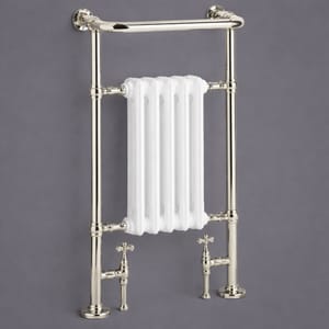 Luxury Floor Mounted Heated Towel Rail in Vintage Gold Finish with Stainless Steel Frame – 94 CM