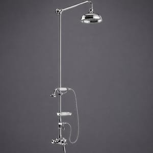 Luxury Chrome Plated Exposed Thermostatic Rigid Riser Shower System with Shower Rose & Handset