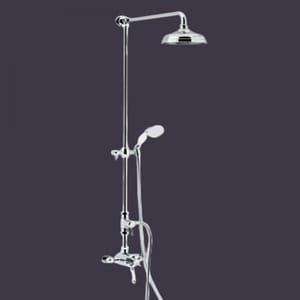 Luxury Thermostatic Dual Control Shower with Fixed Riser Kit and Diverter to Handset in Chrome Plated Finish