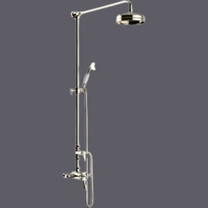 Luxury Thermostatic Dual Control Shower with Fixed Riser Kit and Diverter to Handset in Vintage Gold Plated Finish