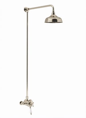 Luxury Exposed Thermostatic Dual Control Shower with Fixed Riser Kit in Vintage Gold Plated Finish