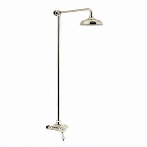 Luxury Exposed Thermostatic Single Control Shower with Fixed Riser Kit in Vintage Gold Plated Finish