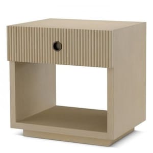 Luxury Beige Nightstand with Bronze Finish