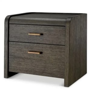 Luxury Mocha Oak Veneer Nightstand with Medium Bronze Finish
