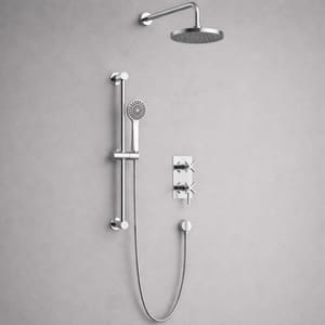 Luxury Concealed 2 Handle Thermostatic Shower Valve with Fixed Head & Multi-Function Handset in Chrome Plated Finish