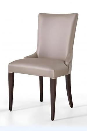 Luxury Beige Upholstered Dining Chair with Slim Wooden Legs