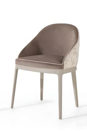 Luxury Taupe Upholstered Dining Chair with Textured Back