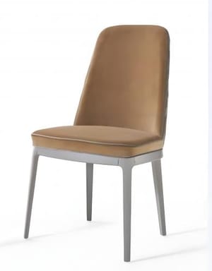 Luxury Caramel Upholstered Dining Chair with Sleek Gray Legs