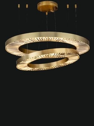 Luxury Gold Finish  Pendant-style Dual Ring Chandelier