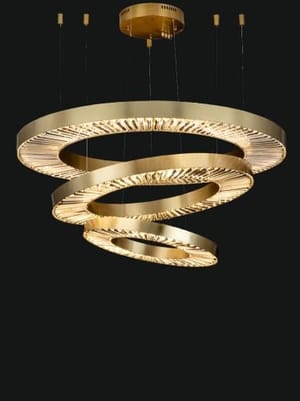 Luxury Triple-Ring Crystal LED Chandelier with Brushed Gold Finish Ø 120
