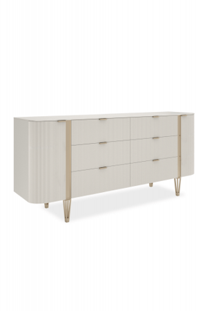 White Reeded 6-Drawer Dresser – Modern Luxury Storage