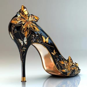 Midnight Gold Butterfly Couture Heel – Luxury Embellished Stiletto from Luxoroa
