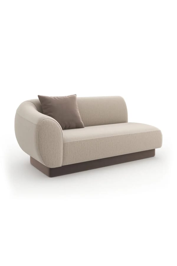 Beige Ribbed Linen Loveseat