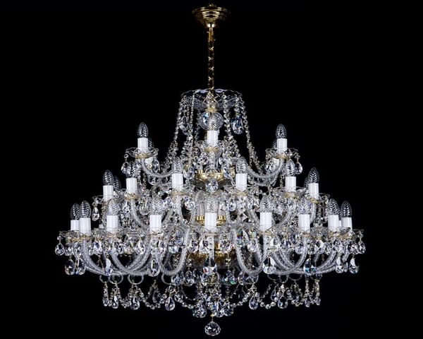 Crown of Luminescence Crystal Chandelier – 24-Light Gold Finish
