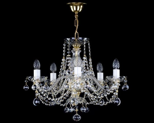King’s Aura Crystal Chandelier – 6-Light Gold Finish