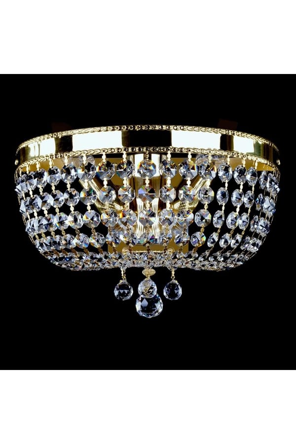 Polished Brass Crystal Wall Lamp – Luxury 2-Light Fixture