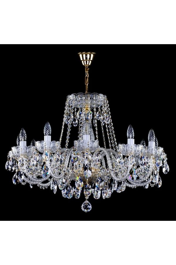 Imperial Radiance Crystal Chandelier 12-Light | Polished Brass Luxury