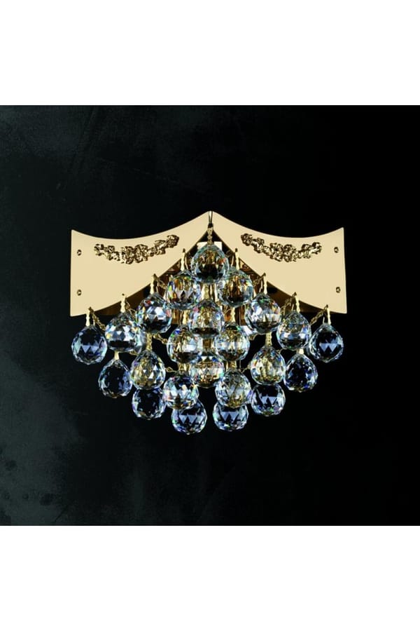 Wandleuchte aus poliertem Kristall mit 2 Lichtern | Luxury Crystal Lighting