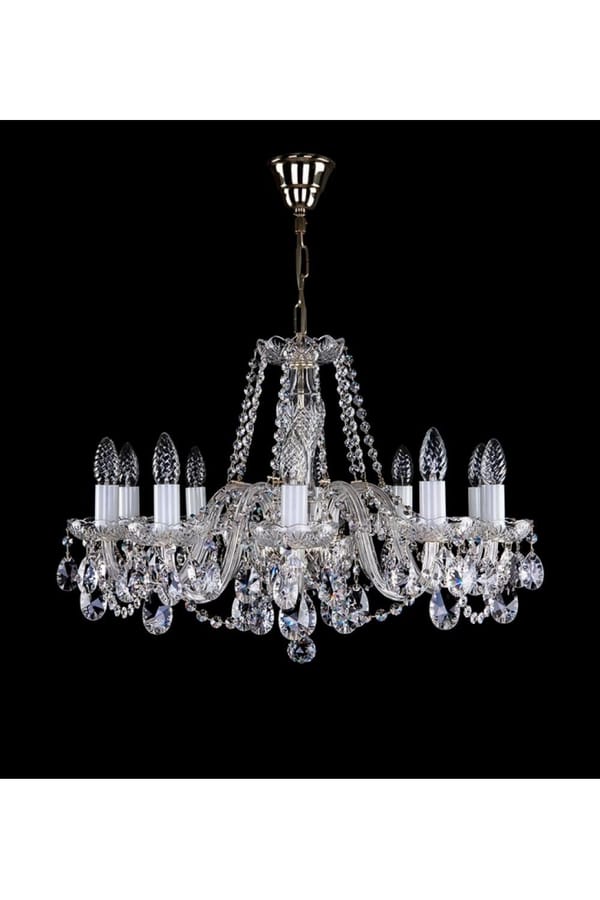 Baroque Crystal Chandelier – Luxury 10-Light 67 cm Nickel Finish