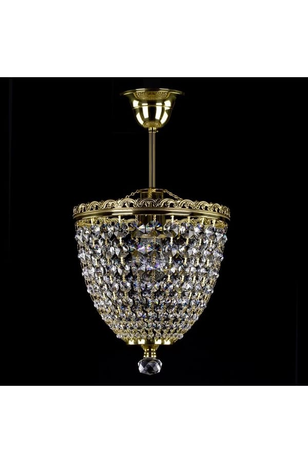 Crystal Pendant Light – Elegant Single Bulb Brass & Crystal Design
