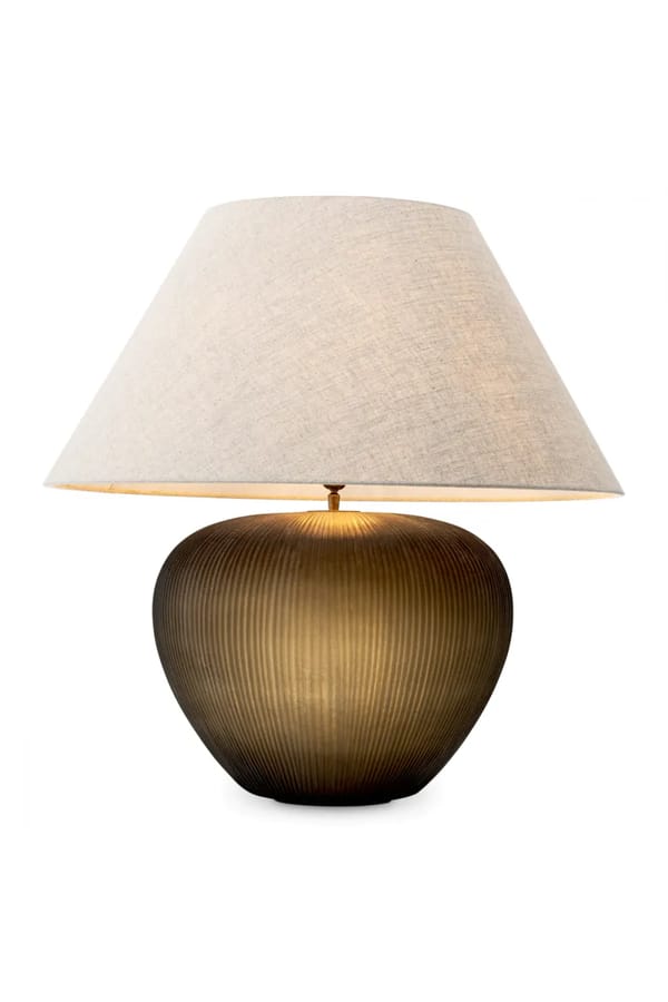 Luxury Stone Finish Table Lamp with Handblown Base