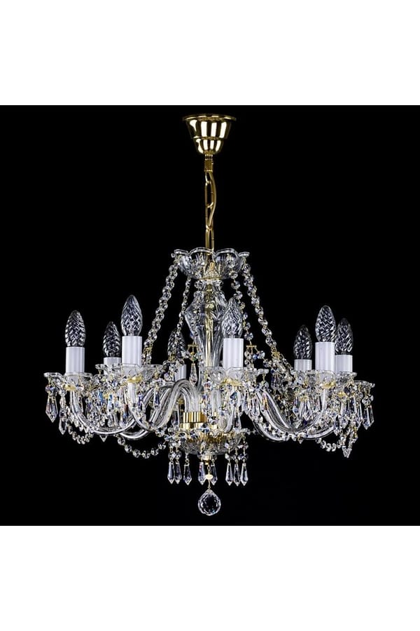 Grand 8-Light Crystal Kronleuchter mit Golden Brass Finish
