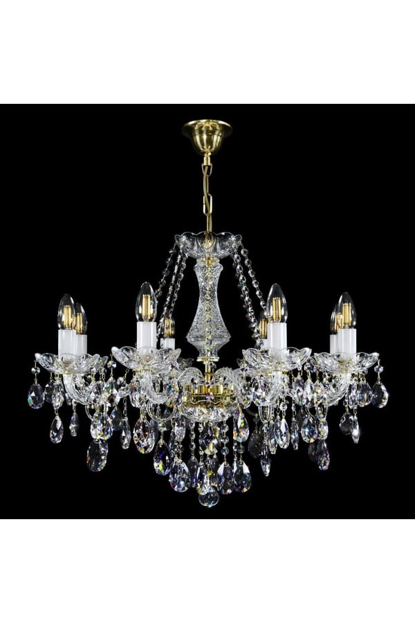 Grand 8-Light Luxury Crystal Kronleuchter mit poliertem Messing Finish