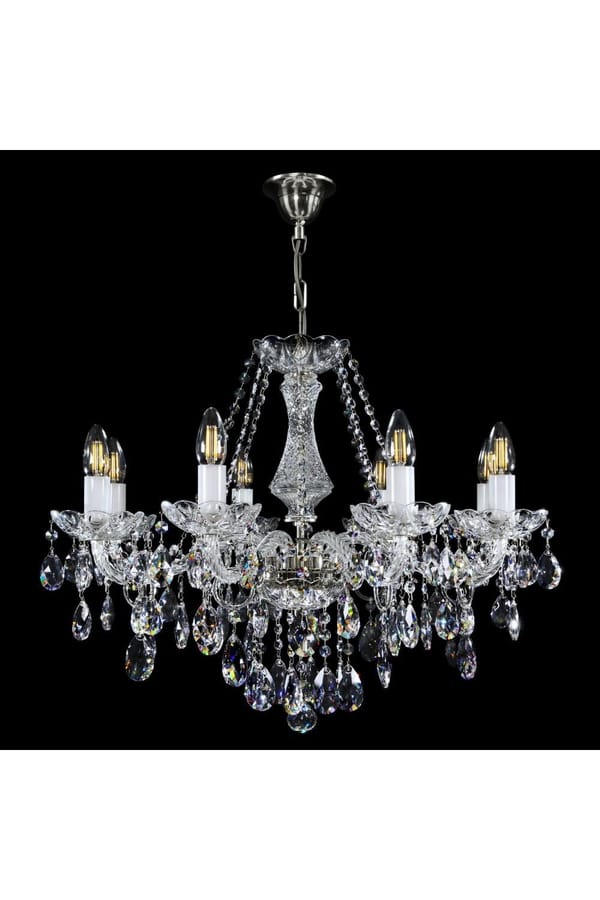 Grand 8-Light Luxury Crystal Kronleuchter mit poliertem Nickel Finish