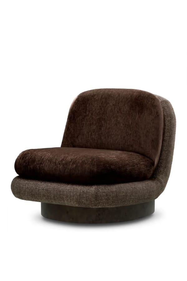 Luxury Bayard Brown Wooden Swivel Chair