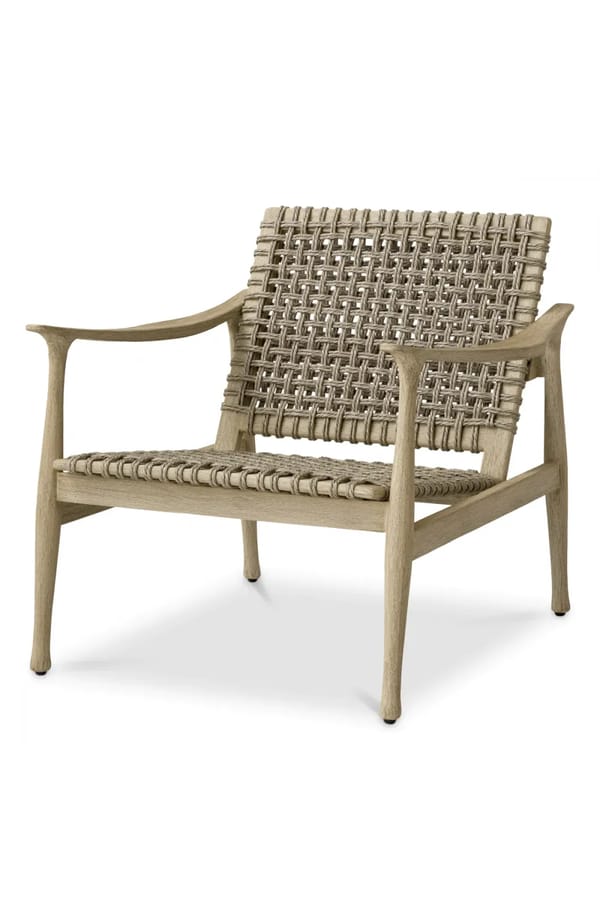 Luxury Aged Teak Greige Rope Outdoor Chair