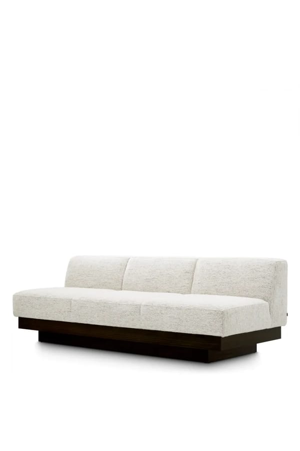 Luxury Charcoal Veneer Base Seashell Off-White Sofa