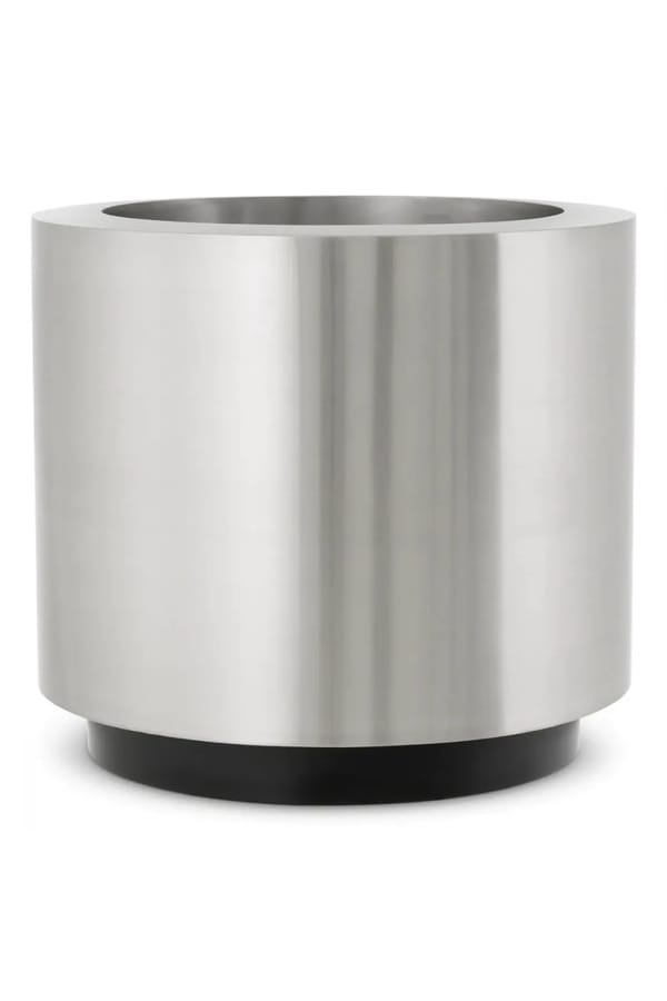Imperial Steel Planter – Brushed Silver Elegance