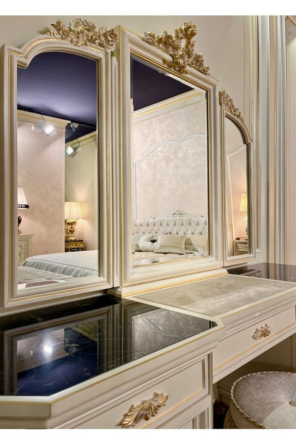 Premium Ivory Gold Mirror – Luxury Wall Mirror for Dressing Table with Elegant Gold Accents