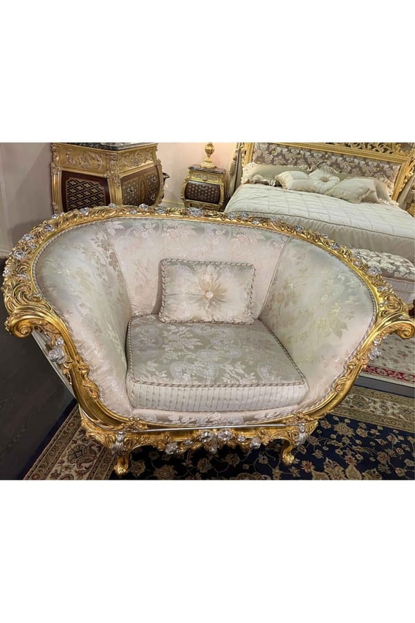 Royal Empire Armchair – Hand-Carved Gold & Silver Leaf Luxury Chair
