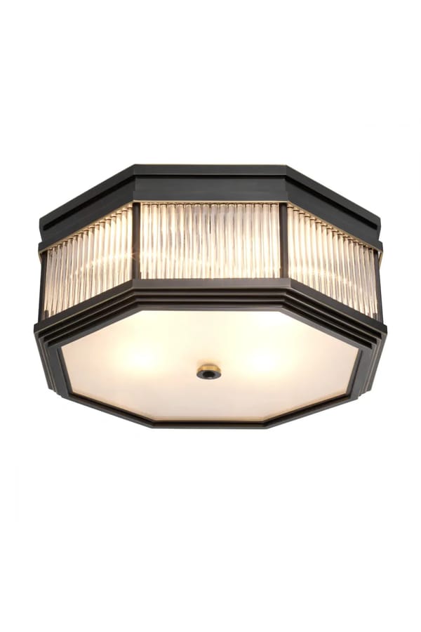 Luxury Clear Glass Rod Ceiling Light – Bronze Highlight Finish with Frosted Glass Diffuser