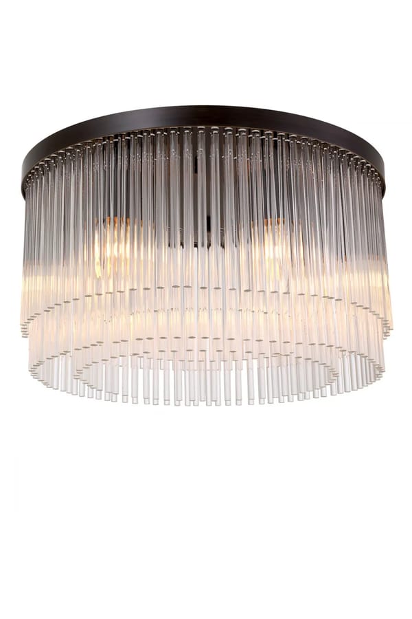 Royal Glass Ceiling Lamp | Luxury Bronze & Nickel Finish with Clear Glass Design