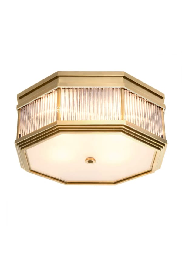 Majestic Glow Ceiling Lamp – Antique Brass Finish with Clear & Frosted Glass