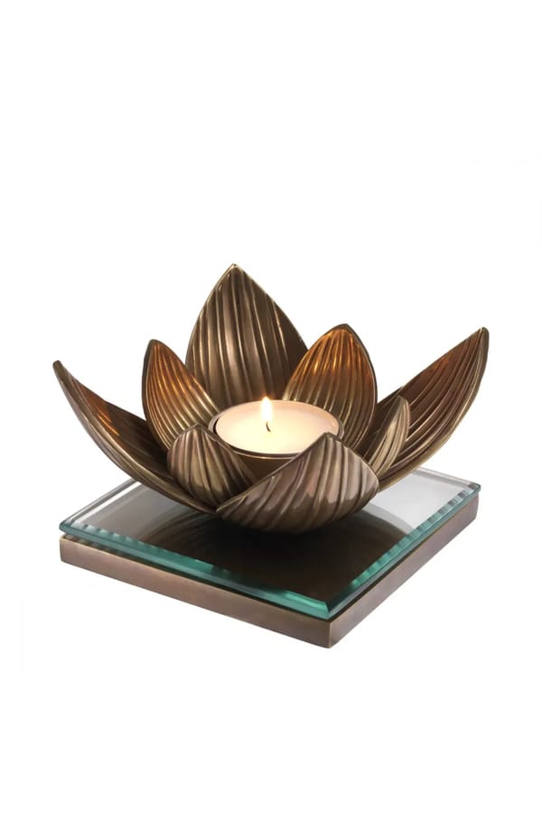 Luxury Lotus Tealight Holder – Brass Finish Accent