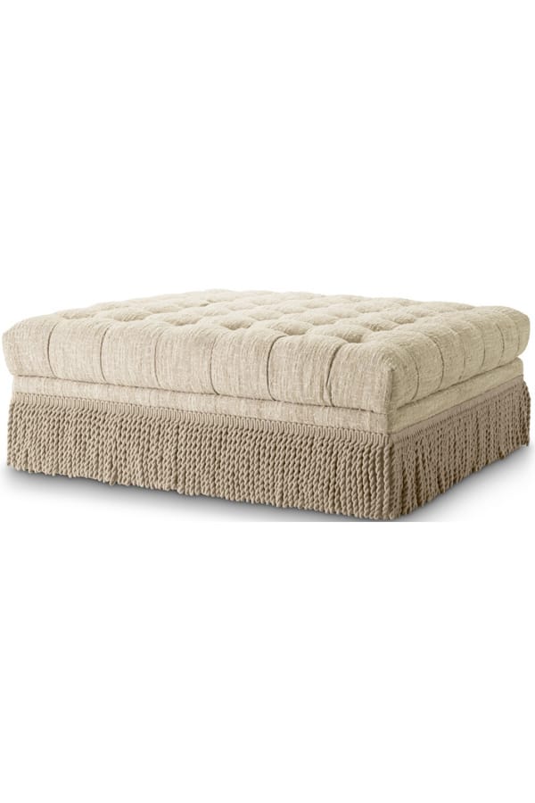 Premium Cream Bouclé Ottoman – Cream Textured Accent