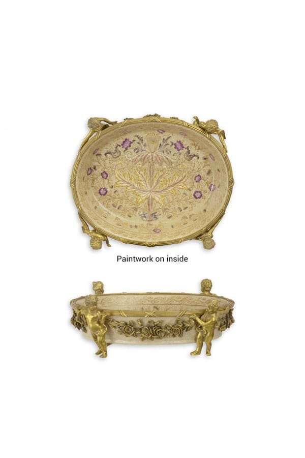 Luxury Bronze-Mounted Porcelain Bowl – European Decorative Accent