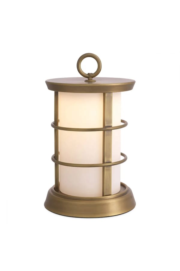 Luxury Antique White Glass Short Outdoor Table Lamp