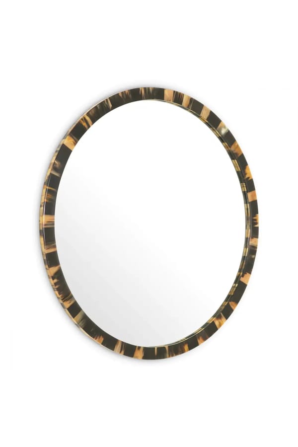 Luxury Round Natural Horn Mirror