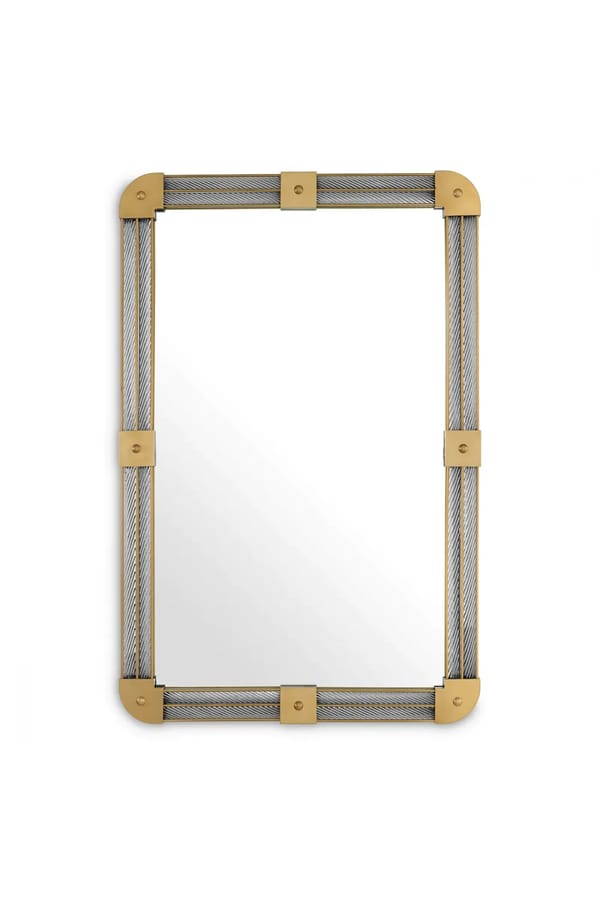Luxury Golden Soft Cornered Rectangular Wall Mirror