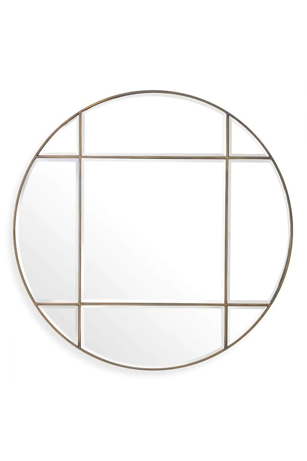Luxury Vintage Brass & Bevelled Glass Round Mirror