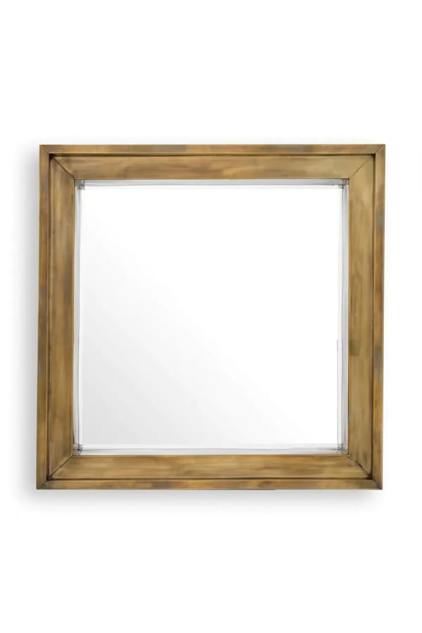 Luxury Vintage Brass Finish Square Mirror