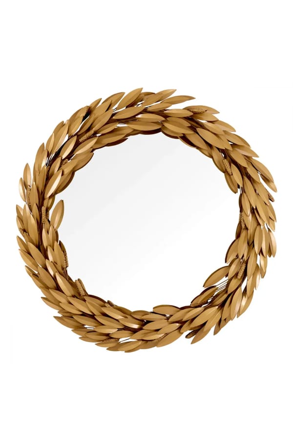 Luxury Vintage Gold Leaf Frame Round Mirror