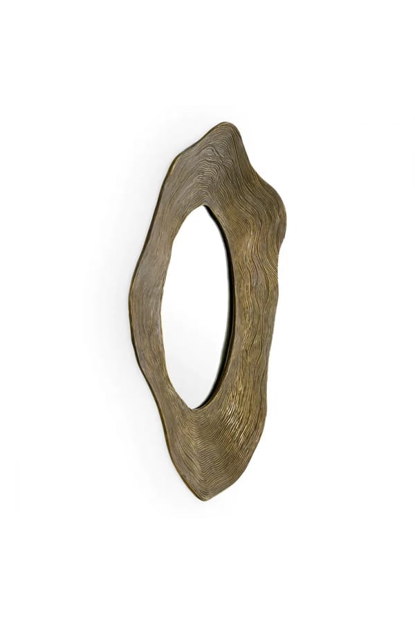 Luxury Brass Finish Irregular Frame Oval Mirror