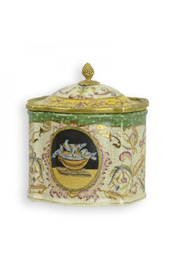 Luxury Bronze Mounted Porcelain Medallion Box with Cover