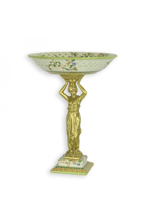 Luxury Bronze Mounted Porcelain Figural Pedestal Bowl